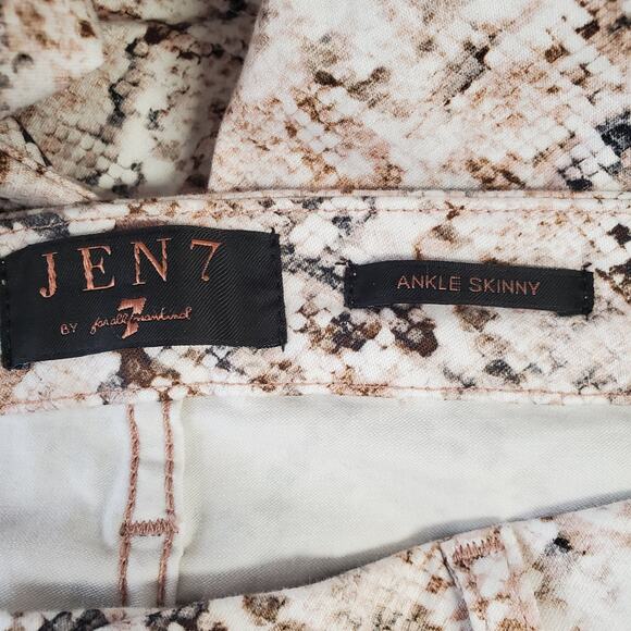 7 For All Mankind JEN7 Women's Snake Print Ankle Skinny Jeans Size 10 Stretch - Picture 6 of 9